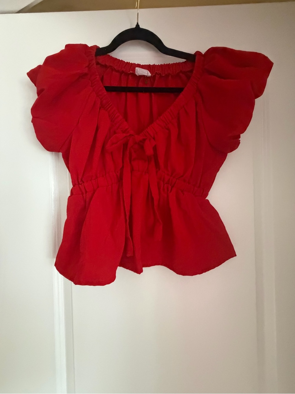 Sienna Sky‎ Red Peplum Tie-Front Blouse